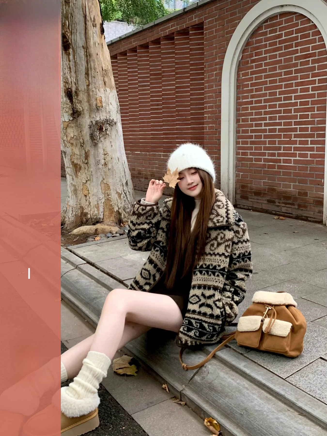 

Женская зимняя кофта Huangzuozuo с принтом Fair Isle, вязаная, с воротником-стойкой, в американском стиле, из полиэфирного волокна, с длинными рукавами