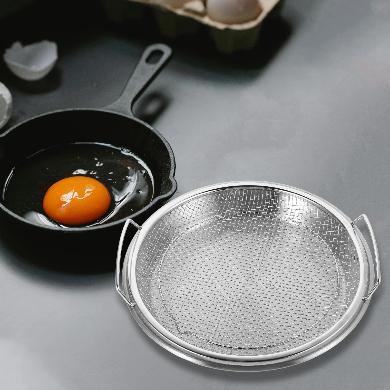 

Stainless Steel Oil Drain Rack Mesh Basket Strainer Net Sieve Large Capacity Kitchen Tool Vegetable Drying Pan Fry Separator