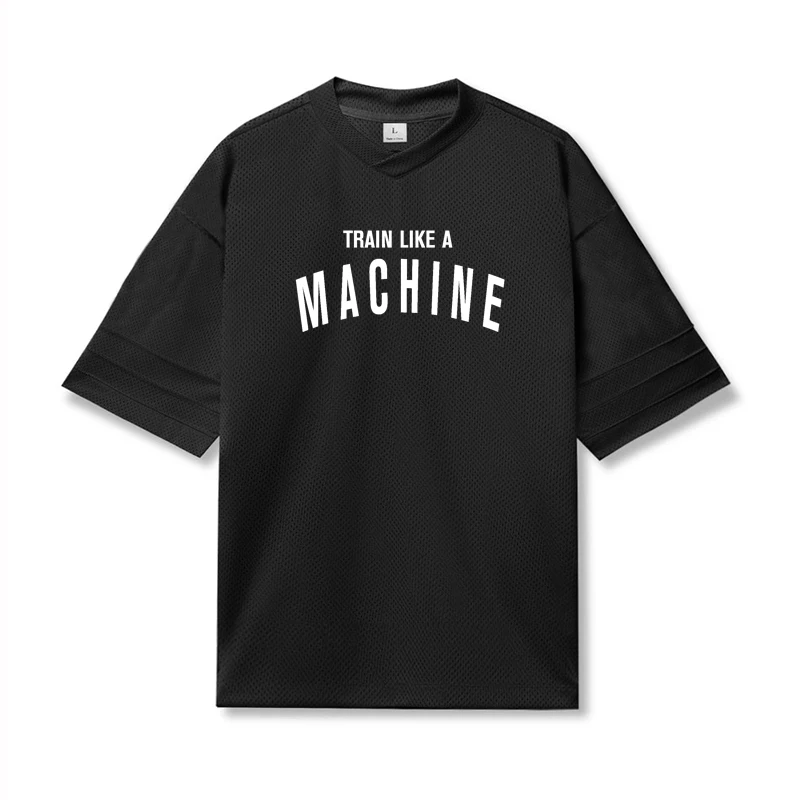 T-shirts amples à manches courtes et col en V pour hommes, hauts d'été en maille respirante à séchage rapide, chemises de sport pour la gym, le fitness et la musculation