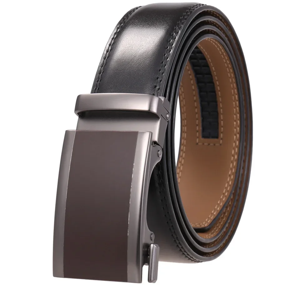 New Fashion Brown Black Belt Men Designer White Red Blue Automatic Buckle Belts For Men Cowskin Genuine Leather Strap Male B772