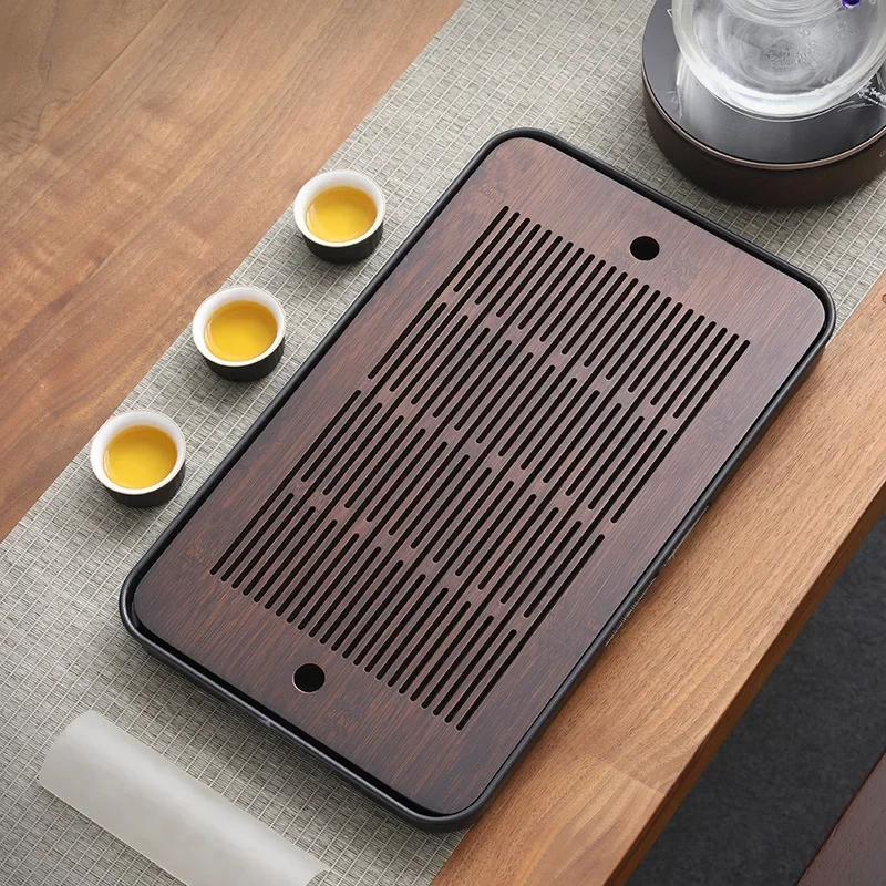 Chinese Solid Wooden Tea Tray Teaware Kung Fu Tea Set Carving Table Drawer Type Storage Drainage Tea Board Vintage Home Decor