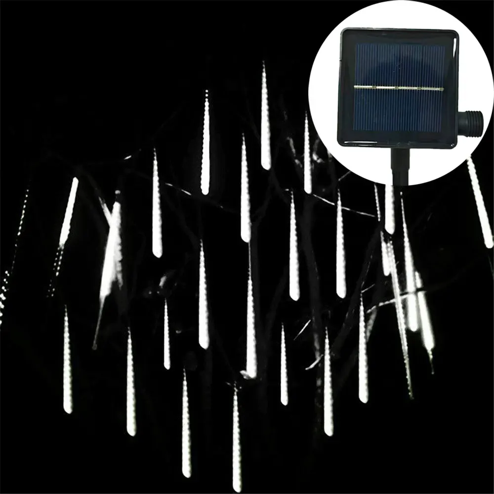 

8 Tube Christmas Tree Decor Solar Meteor Shower Rain Garland Holiday Light Outdoor String Lights Street Garden Wedding Decor