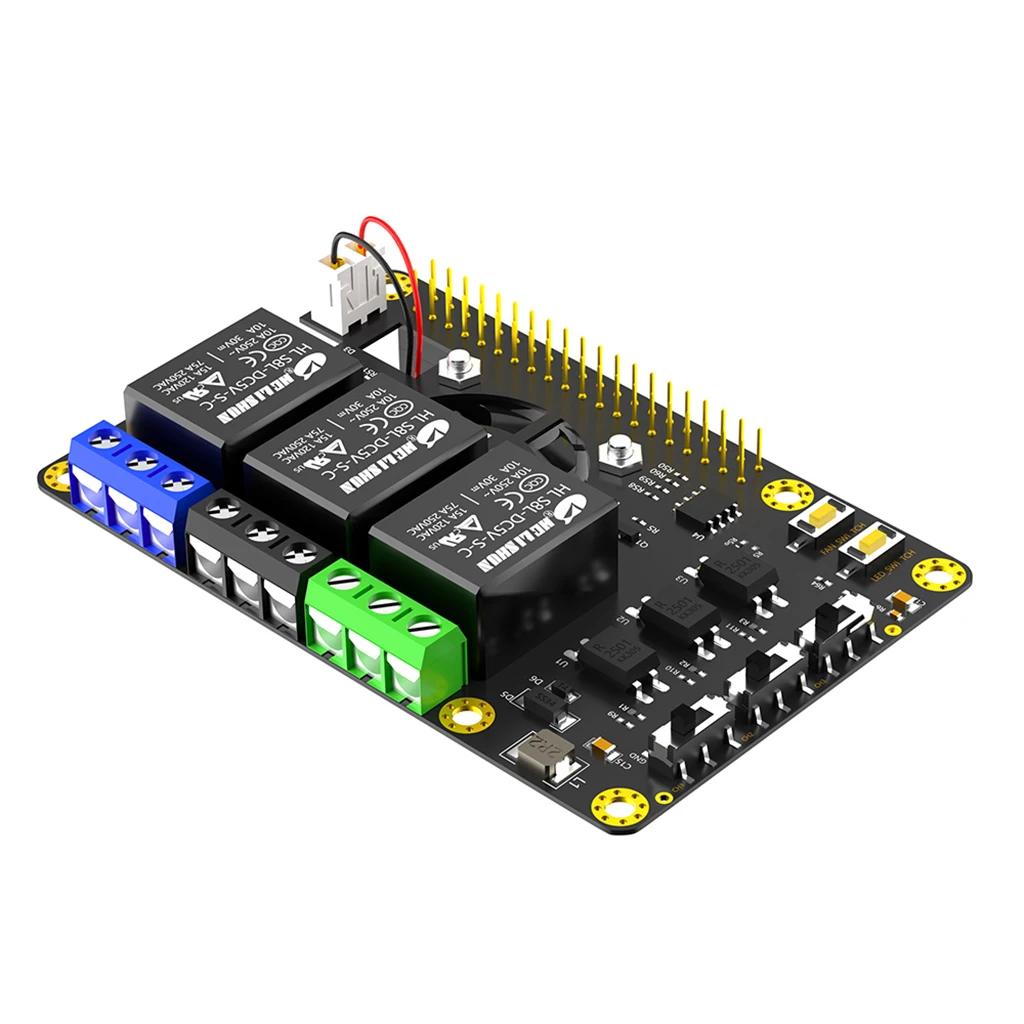 

RPi Power Relay Board Expansion Module with Dual Cooling Fan Automatic Discoloration LED for Raspberry Pi A+ 3A+ B+ 2B 3B 3B+ 4B