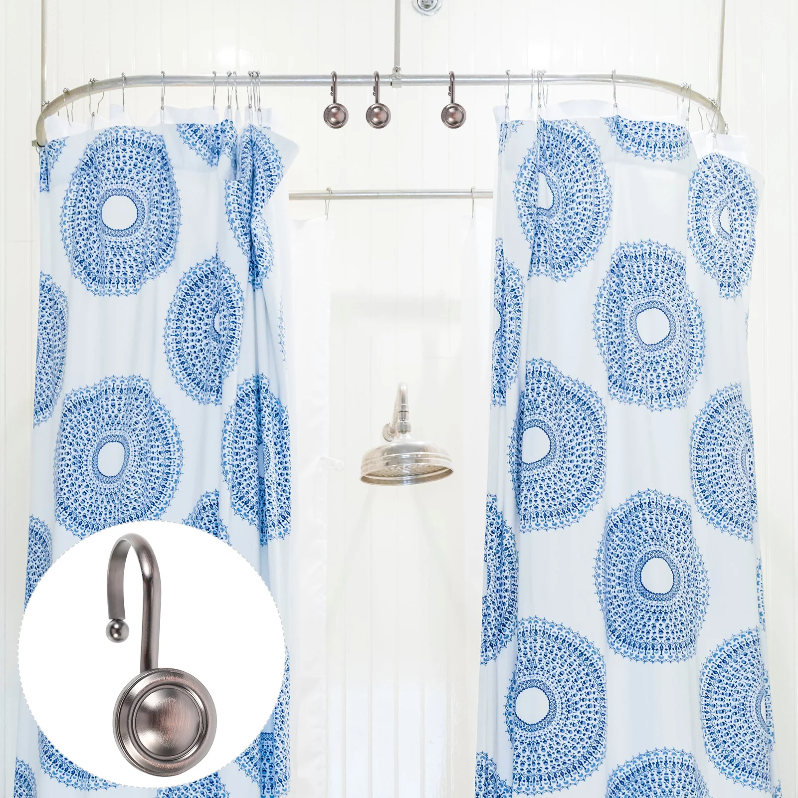 

12 Pcs Shower Curtain Hook Zinc Alloy Hooks Accessories Black Fixing Window Bath
