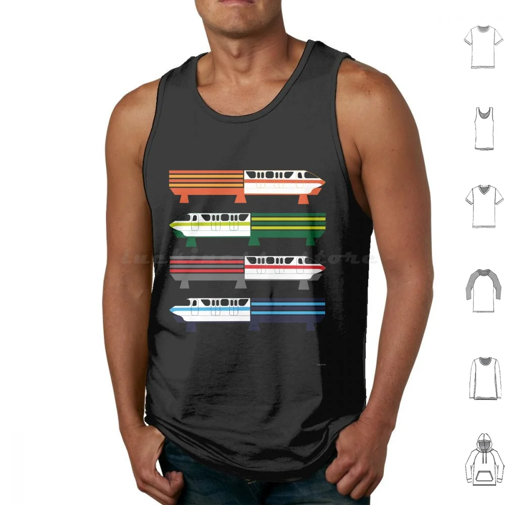 The Monorail System Tank Tops Print Cotton World Walt World Monorail Monorail Magic Kingdom Retro Magic Kingdom