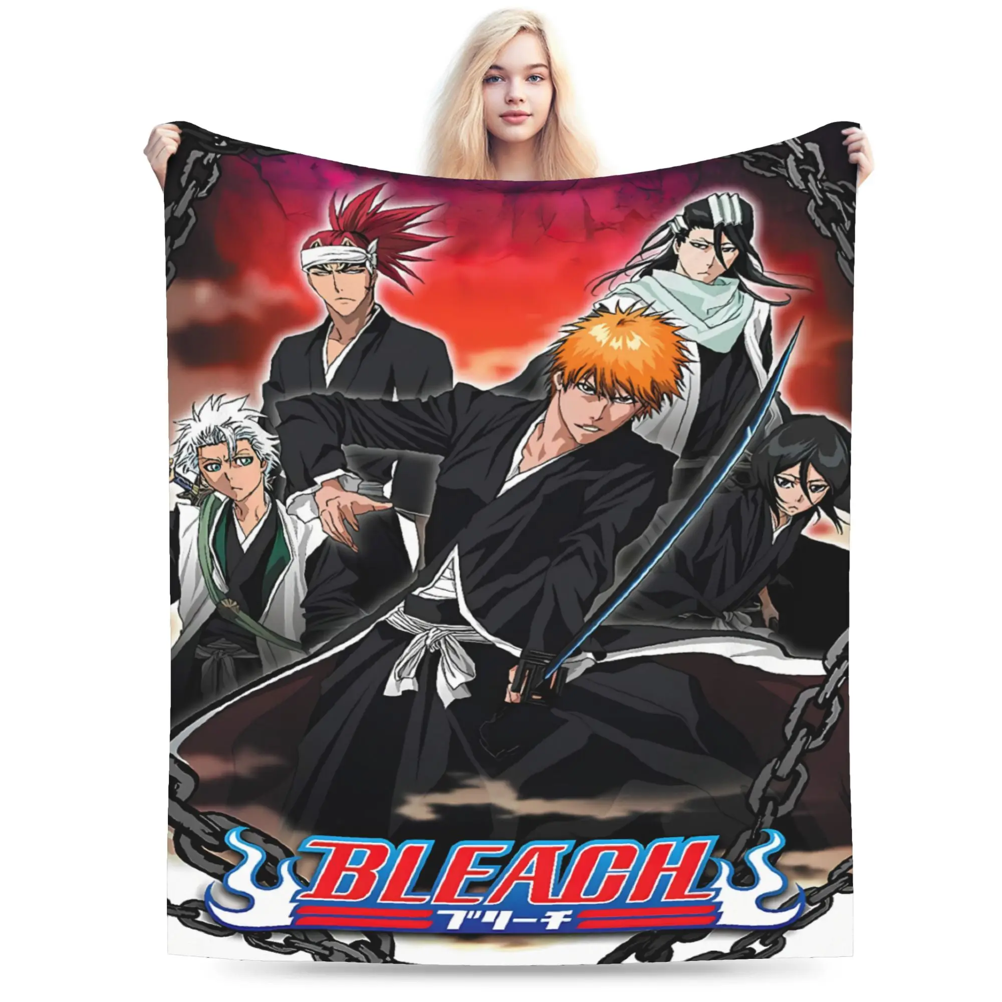 Soft Blanket Travel Office Ichigo Rukia Together Throw Blanket Bleached Bedspread For Couch Chair Sofa Bed Fluffy Sofa Bed Cover