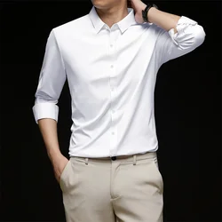 New Men's Business Casual Long Sleeved Solid Color Shirt Wrinkle Resistant Wrinkle Free Comfortable All Season Versatile Top