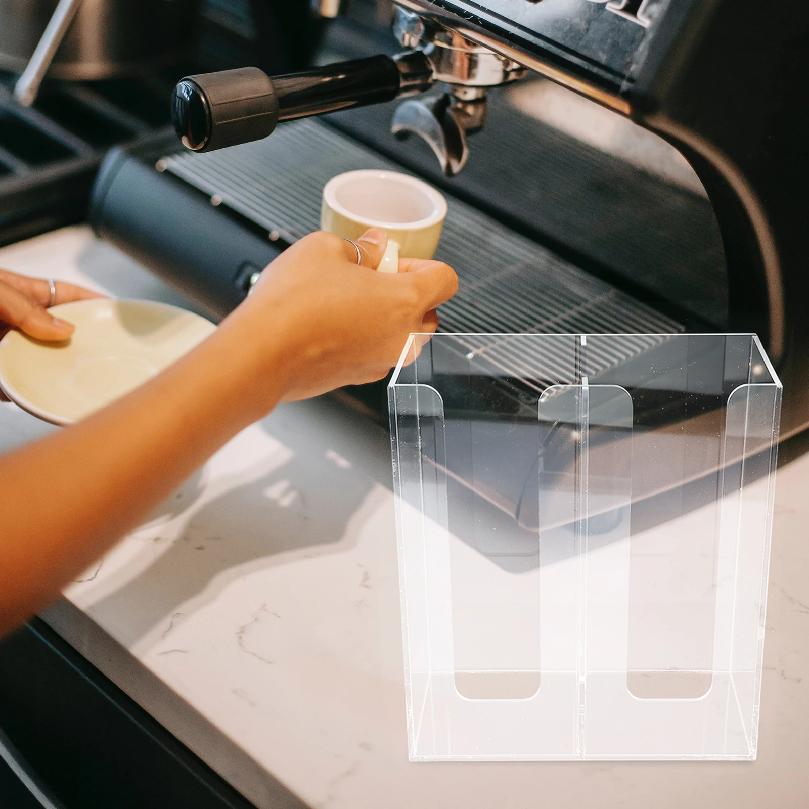 Transparent Cup Holder Single Slot Paper Cup Dispenser Rack Wear Resistant ganizer Home Bar Counter Cafe Storage Solution