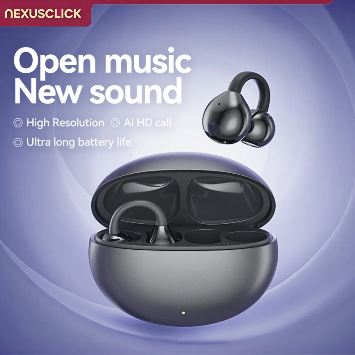 OWS Open Ear Clip Earbuds True Wireless Bluetooth 5.4 Headphones Intelligent Touch Control Type‑C Charging Sports For Phone IOS