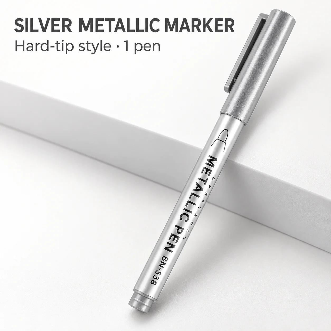 1 Silver BN538 Metallic Marker with Short Rounded Hard Felt Tip