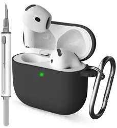 AirPods 4 Case Cover with Cleaner Kit,Soft Silicone Protective Case for Apple AirPods 4 Generation Case for Women Men