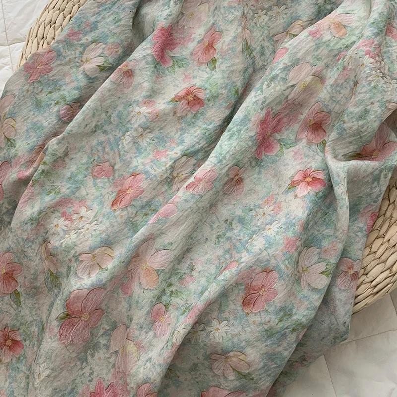 

Tencel linen fabric sewing shirts, summer dresses and handicrafts, printed ramie fabric 원단