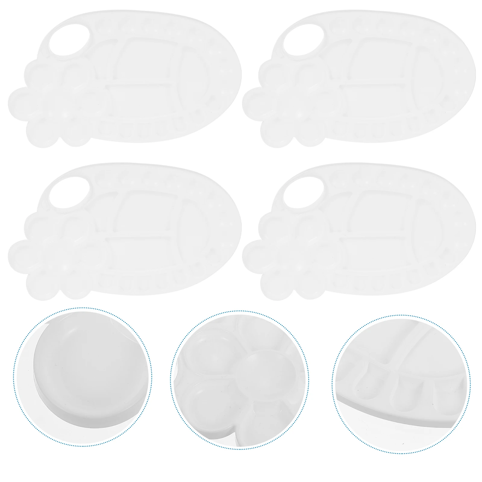 

5 Pcs Ellipse Painting Palette Durable Plastic Color Mixing Board Lightweight Portable Tray For Artists Painting Tools