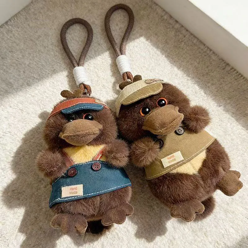 Cute Platypus Keychain Plush 16cm Soft Stuffed Animal with Handmade Outfit Kawaii Duckbill Doll Bag Pendant Gift Kawaii Girls