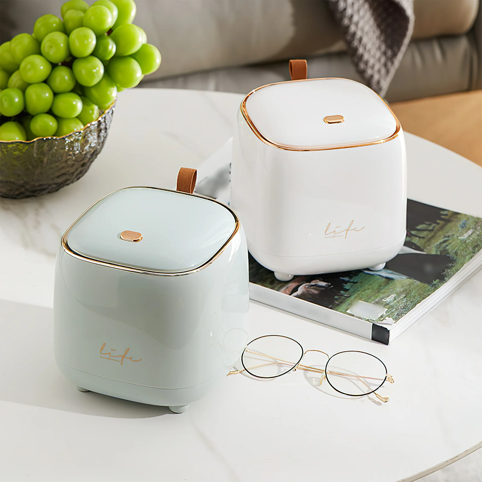 

Lovely Desktop Trash Can Press Garbage Bin Plastic Waste Container Home Office Decorative Storage Holder Bedroom Small Rubbish