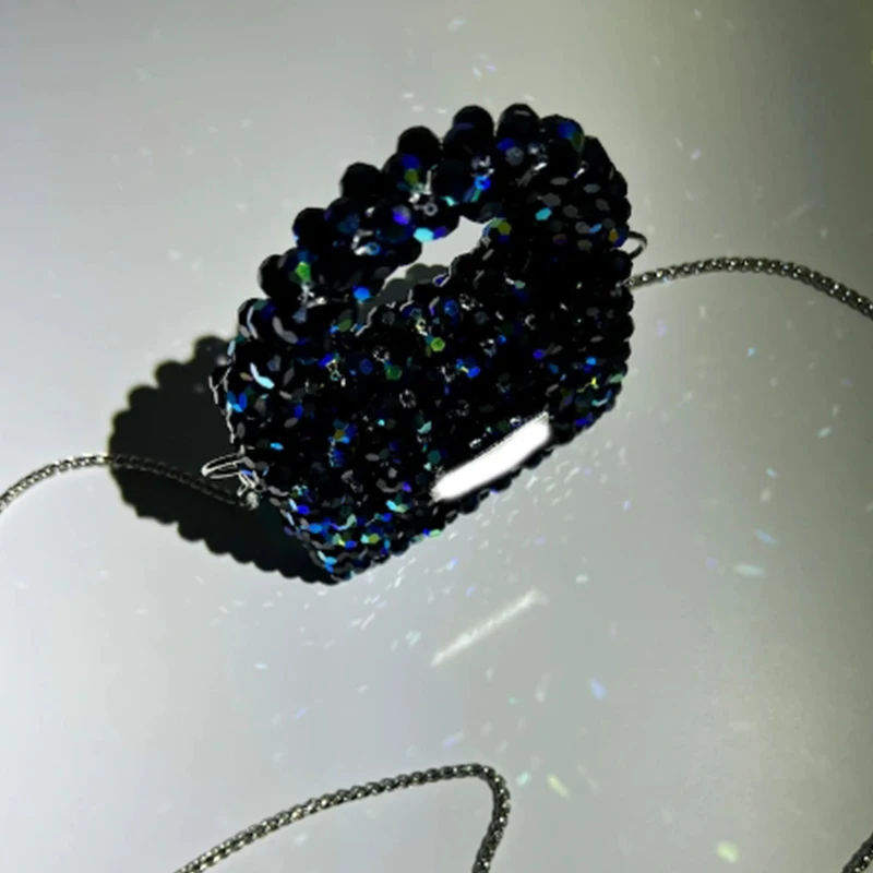 New Shiny Crystal Bead Women\'s Bag Luxurious High-end Banquet Party Chain Crossbody Bags Handmade Custom Color Shoulder Handbag