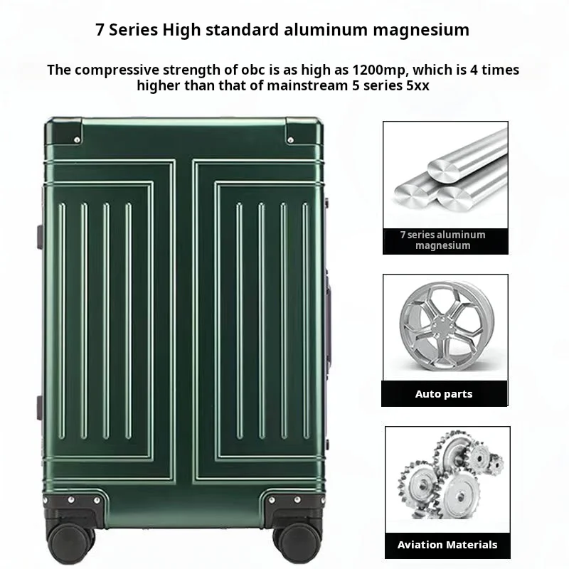 Luggage,all-aluminum Magnesium Luggage Universal Wheel 20-inch Business Boarding Metal Suitcase. Tsa Customs Password Suitcase.