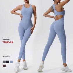 Kadınlar seksi Backless Yoga tulum spor egzersiz Bodysuits spor tulum tek parça kolsuz spor seti spor giyim