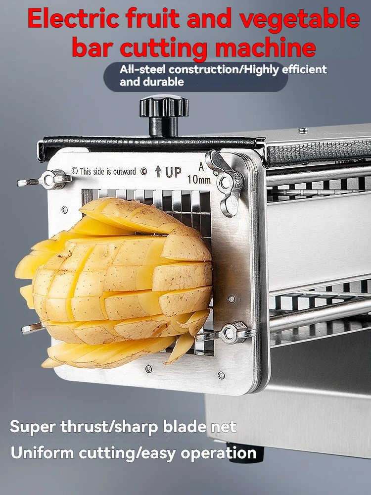 Electric Potato Slicer Commercial French Fry Machine Cucumber Radish/ Lettuce/Sweet Potato/ Long Strip Cutting Pushing Machine