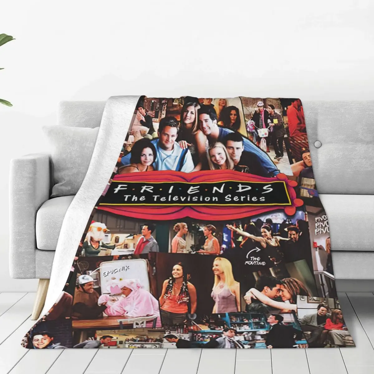 Friends TV Collag Fleece Throw Blankets Central Perk Blankets for Bed Office Soft Bedding Throws