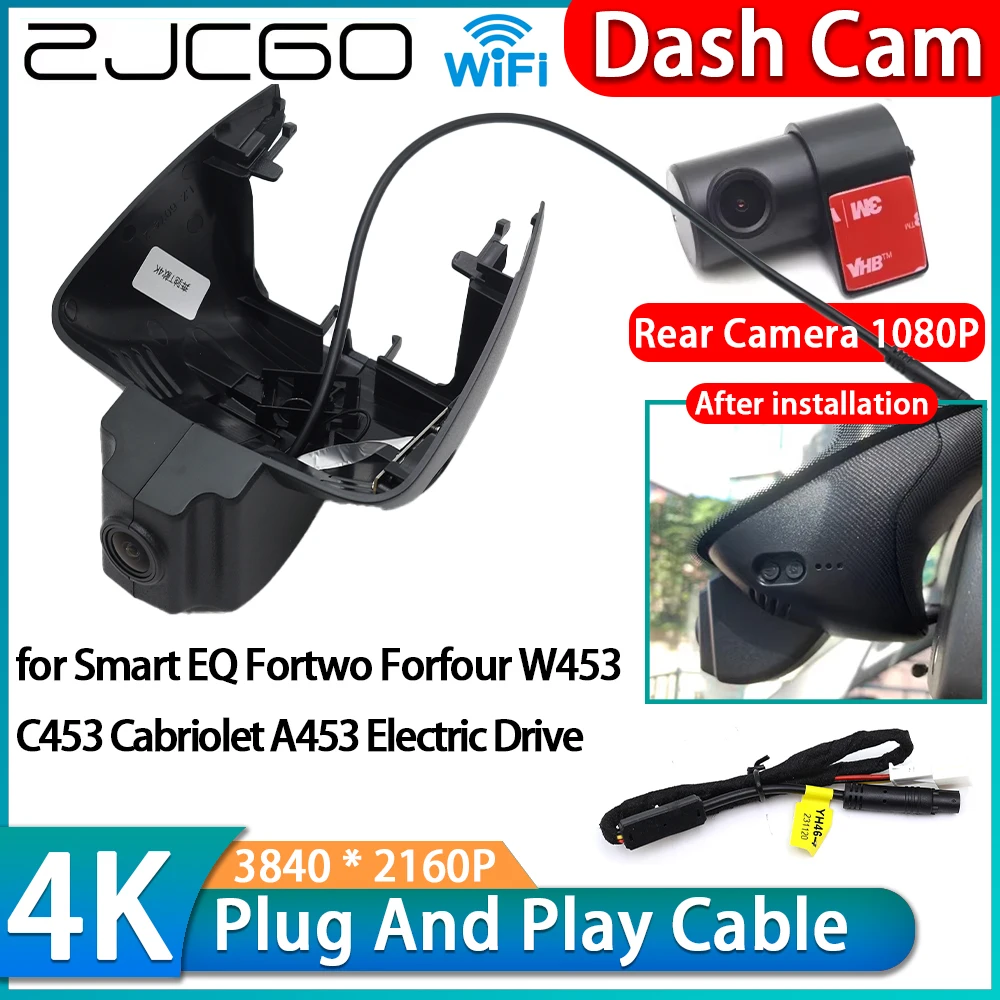 for Smart EQ Fortwo Forfour W453 C453 Cabriolet A453 Electric Drive 4K Wifi DVR Car Video Recorder Dash Cam Front Rear Camera