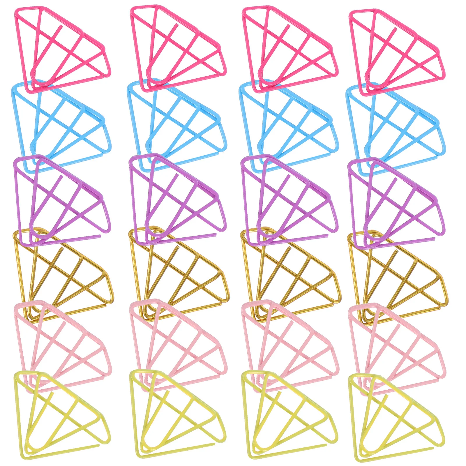 

60pcs Metal Diamond Paper Clips Bookmarks Stylish Office Stationery File Binding Clips For Students Decorative