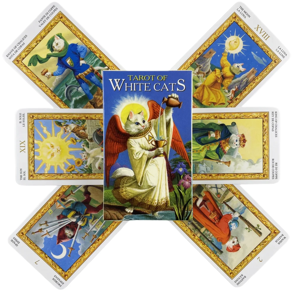 

New Tarot of White Cats Oracle Full English Family Party Board Game Playing Cards