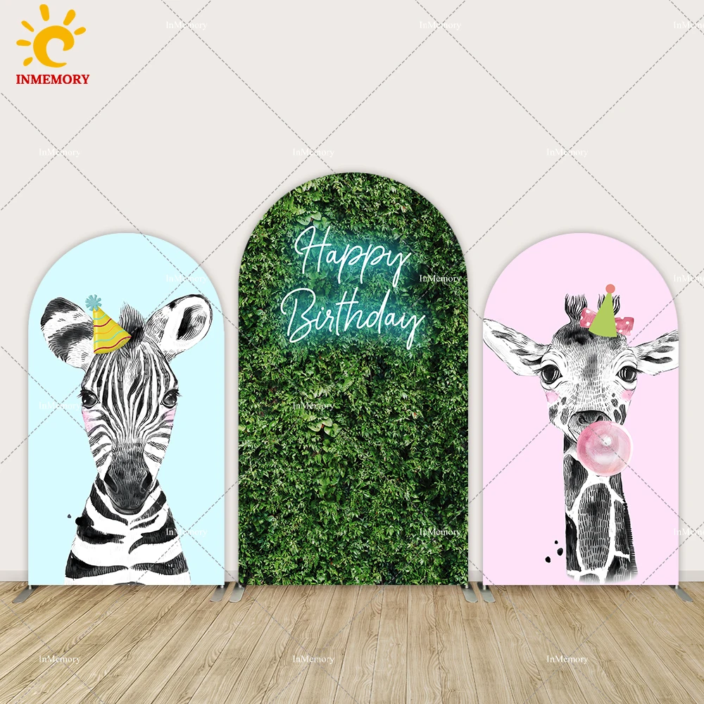 

Giraffe Bubble Gum Safari Baby Shower Arch Backdrop Cover Animal Nursery Prints Banner Zebra Wild Chiara Arched Wall Background