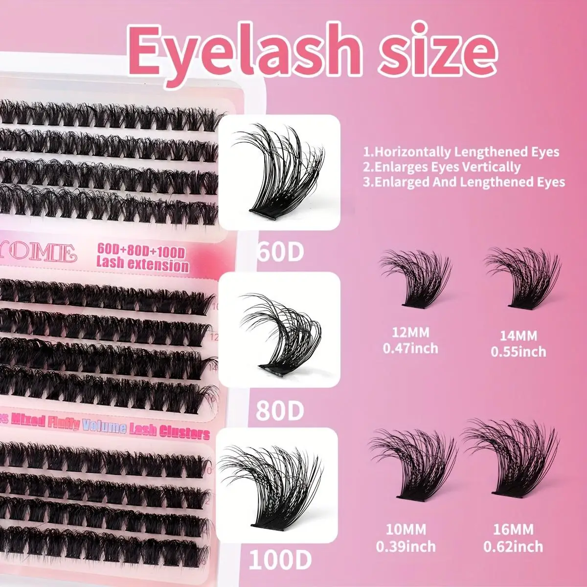 216 stuks valse wimpers, 60/80/100D wimperclusters 8-18 mm, beginnersvriendelijk, herbruikbaar