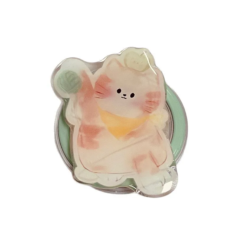 Ins – support de téléphone pliable et rétractable, chat de dessin animé, support Portable paresseux, adhésif de bureau universel pour iPhone 17 16 Samsung