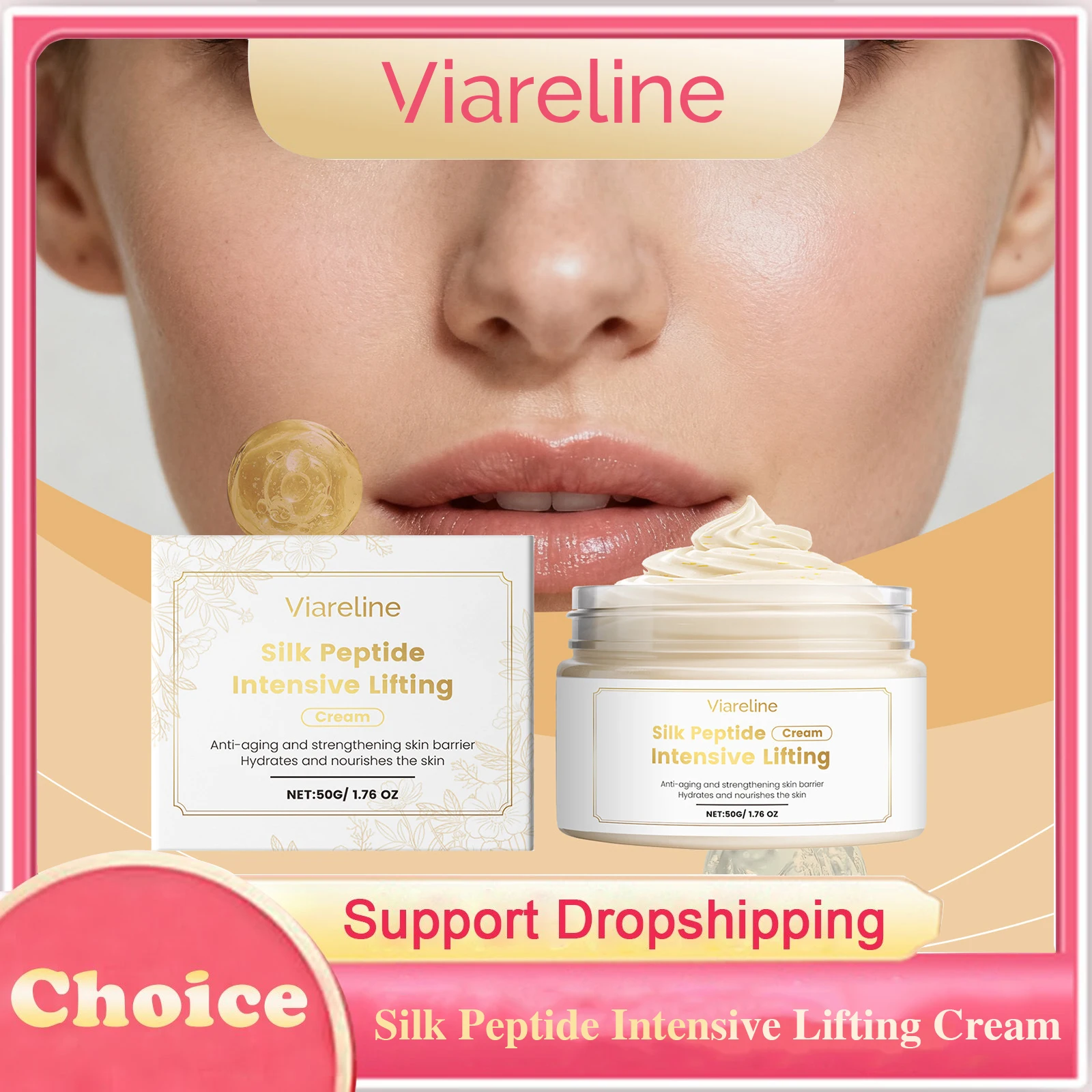 Silk Peptide Intensive Lifting Cream Firming Moisturizing Glowing Increase Elasticity Improve Sagging Soft Tightening Face Cream