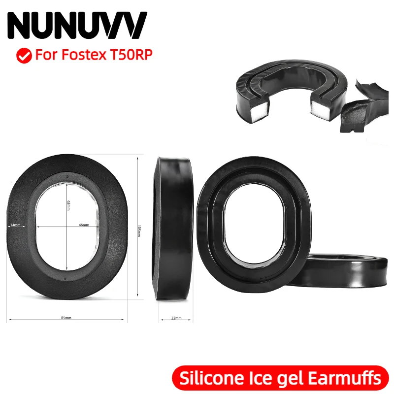 

NUNUVV New Arrivals Replacement Silicone Ice gel Earpads for Fostex T50RP Headset Comfortable/Durable to Wear