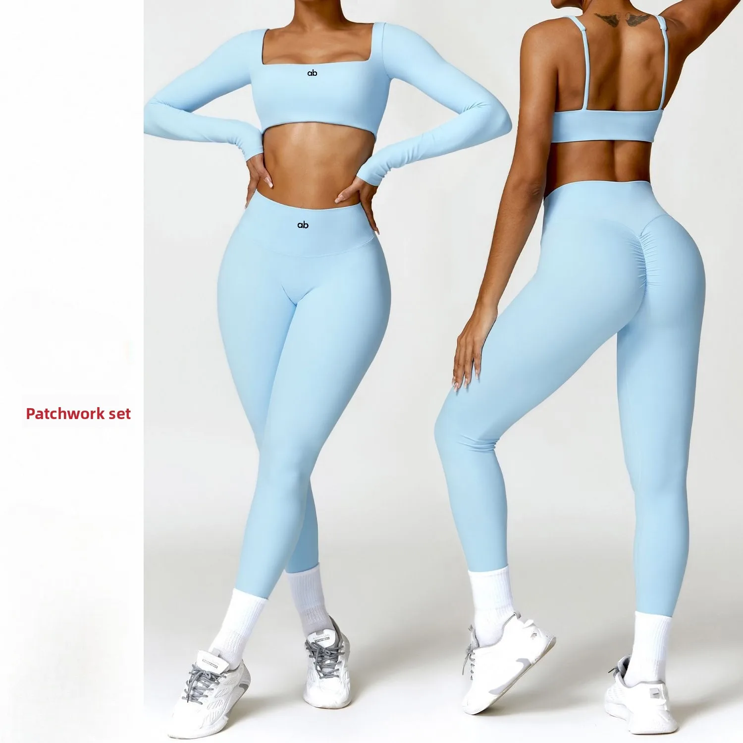 Women Naked Feel High Waist Yoga Set Quick Dry Long Sleeve Outfit Running Gym Workout Winter Fitness Two Piece Tracksuit