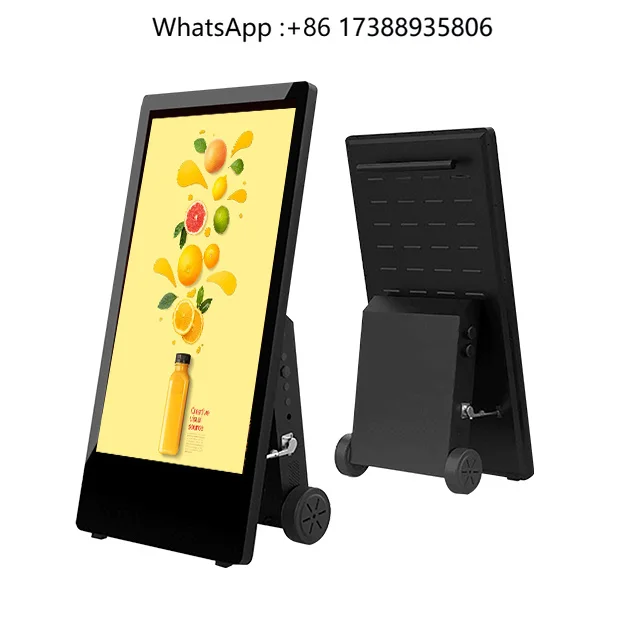 Mobile LCD Advertising Machine on Wheels for Elevator Use Shopping Malls Supermarkets Attracts Customers Playable Advertisements