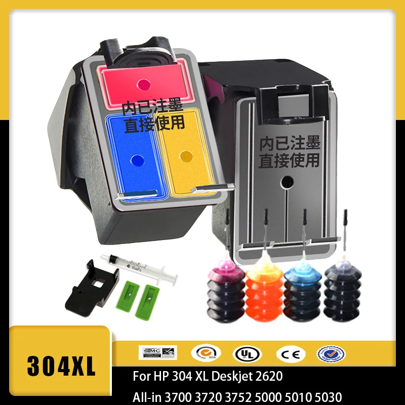 Vilaxh Remanufacture 304xl Replacement For HP304 Ink Cartridge For HP 304 XL Deskjet 2620 All-in 3700 3720 3752 5000 5010 5030