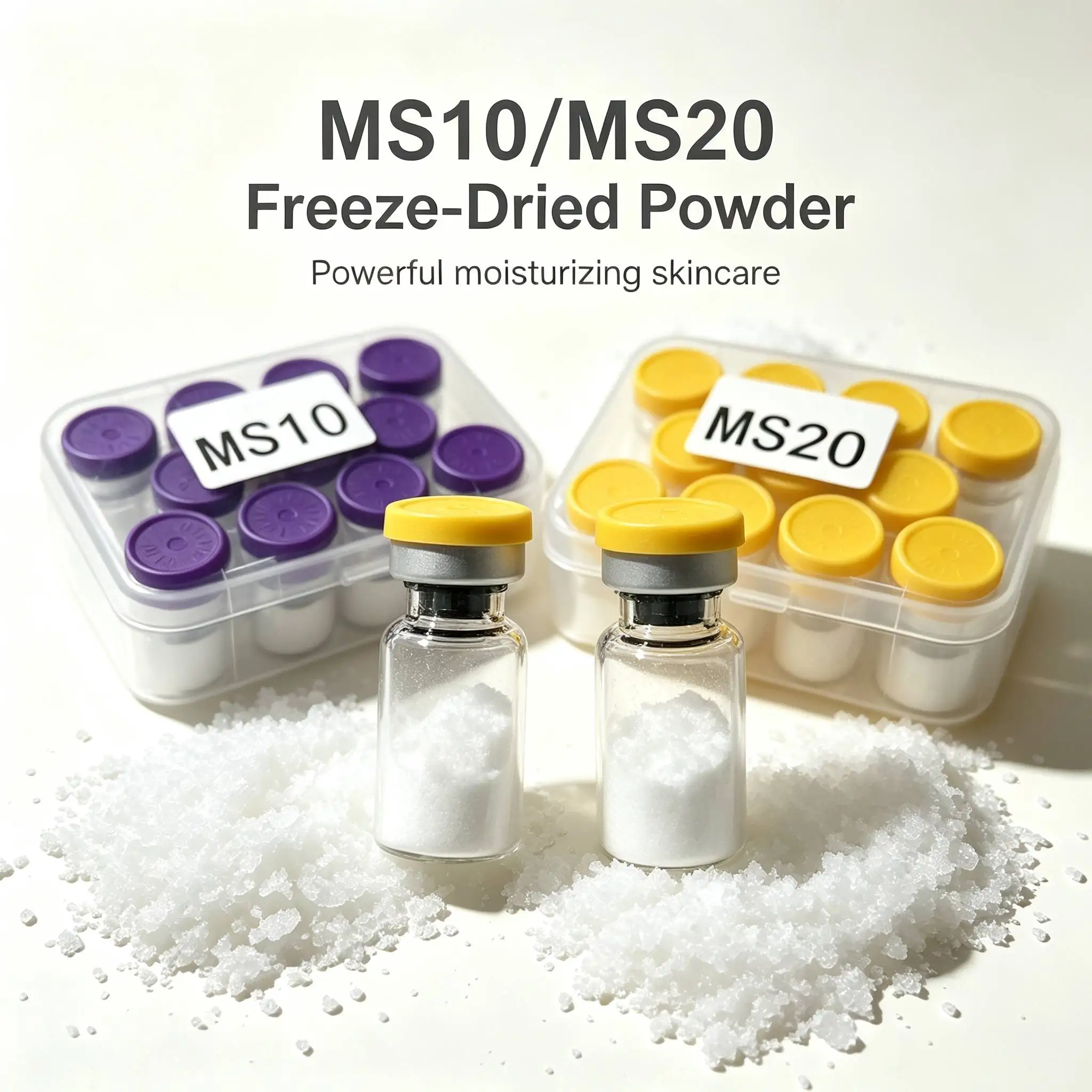 (Random Cap Colors, Production Date Subject to Actual Goods) High-Quality MS Freeze-Dried Powder, 10 Vials Per Box, Anti Acne