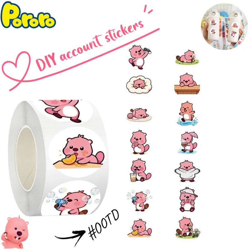 500 pegatinas bonitas con diseño de castor rosa de dibujos animados, pegatinas decorativas elegantes para botellas de agua, diarios y manualidades