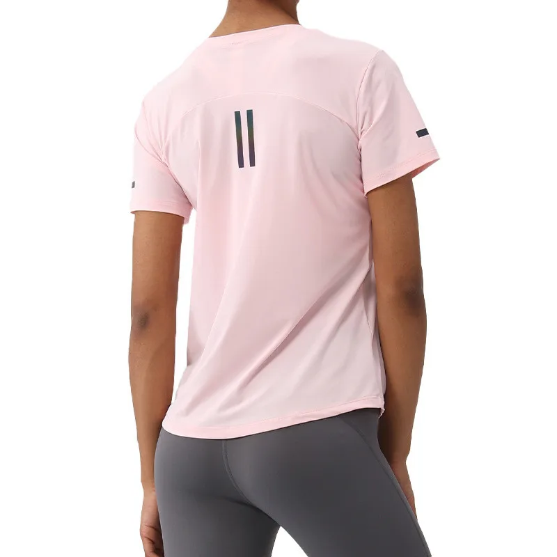 

Solid Color Gym Short Sleeve Fitness Women T-shirt Yoga Crop Top Sport Round Neck Breathable Wicking Comprehensive Training Jog