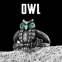 Owl Punk Men Rings Stainless Steel Retro Simple Cute Bird Women Jewelry Fashion Accessories Gift Wholesale Dropshiping
