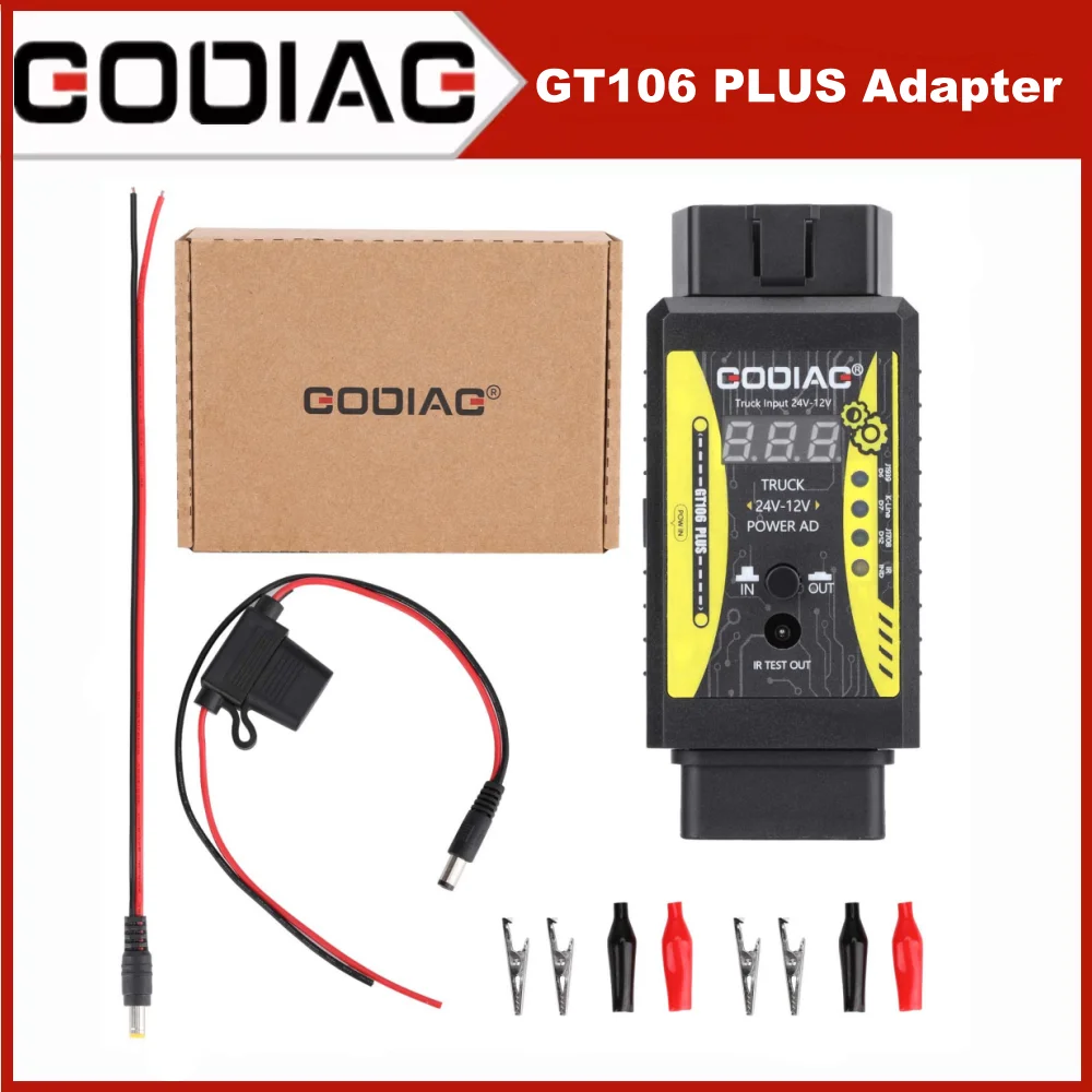 GODIAG GT106 Plus 24V to 12V Heavy Duty Truck Adapter for X431 easydiag/ Golo/ M-DIAG/ IDIAG/ ThinkCar/ ICarScan/ Diagun/ GOLO