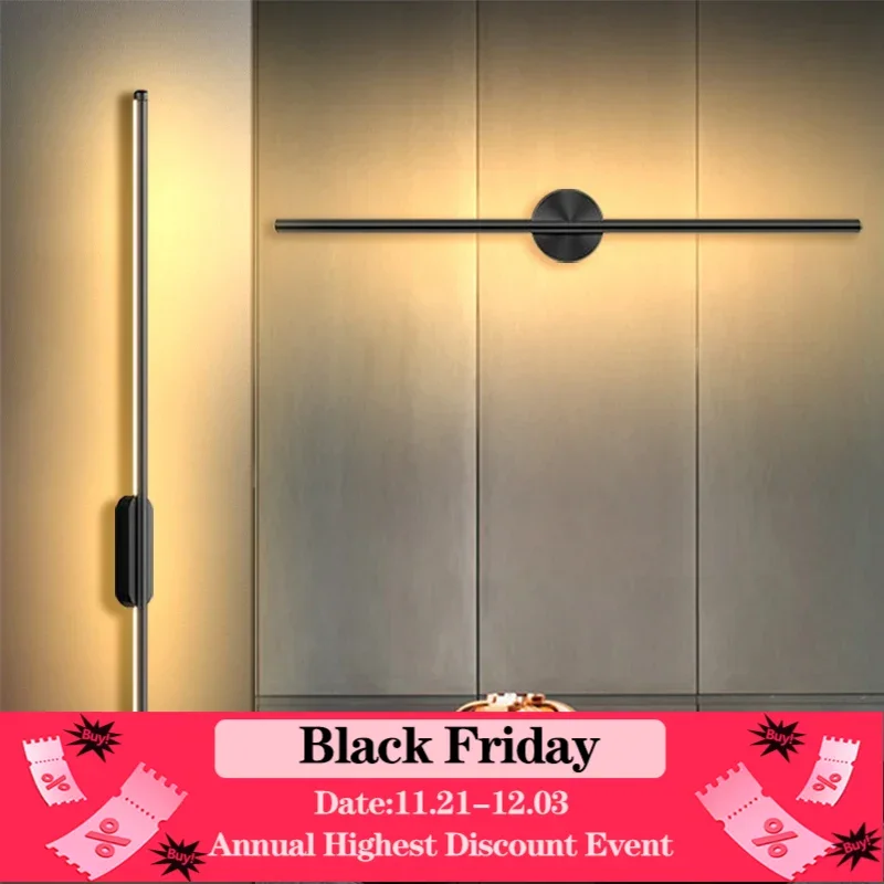 Mordern LED Wall Lamp Black 60CM Long Strip Light For Bar Living Room Wall Bedroom Ambient Bedside Hallway Led Lighting Fixture