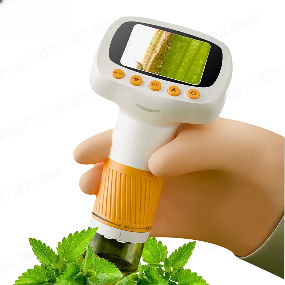500x Digital Microscope for Teens, Biological Slices with Time Alarm Clock, Portable Outdoor Science Experiment Tool