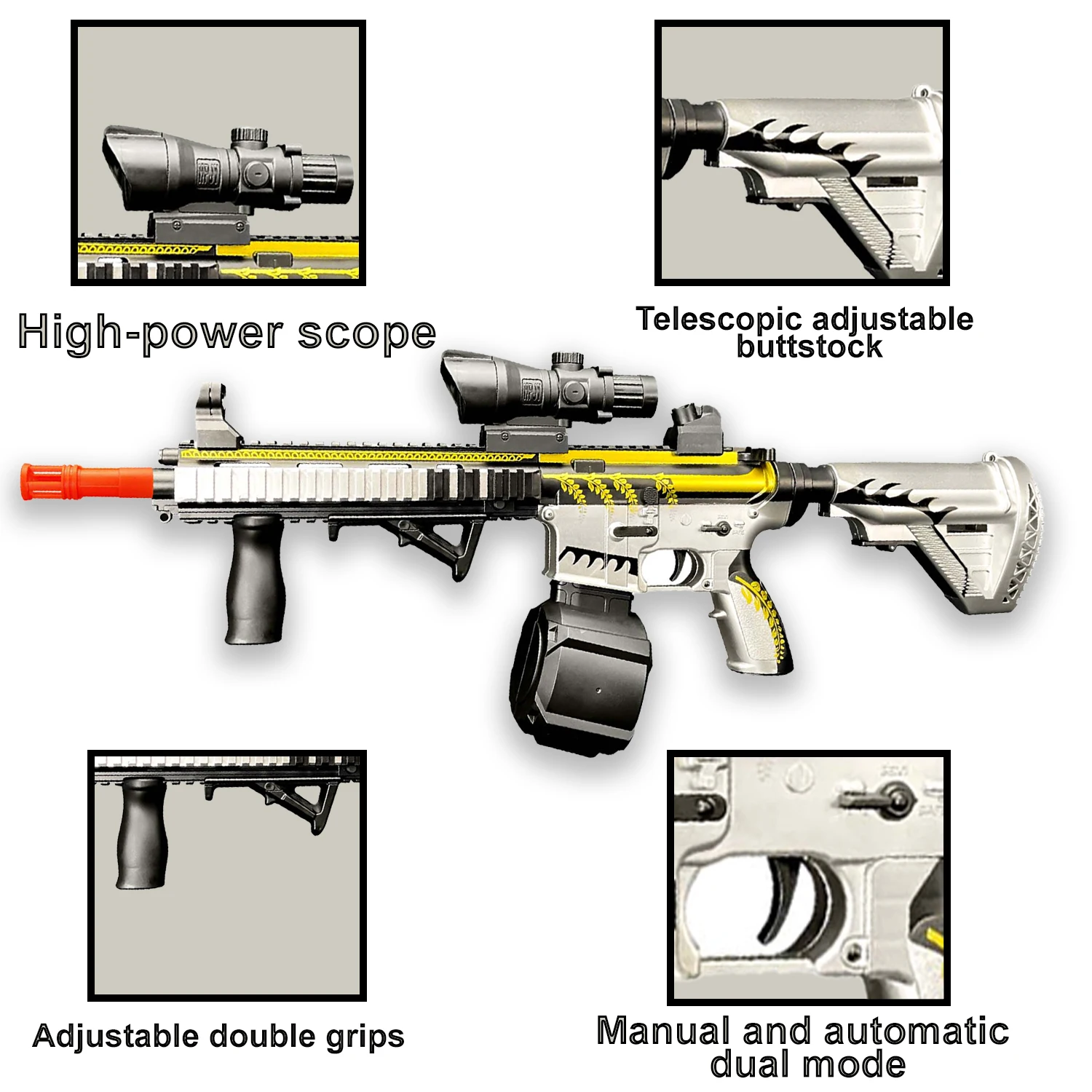 Electric Gel Ball Toy Gun Automatic Shooting Toy Gel Ball Toy Gun Shooting Game Outdoor Activities (Bullets Not Included)