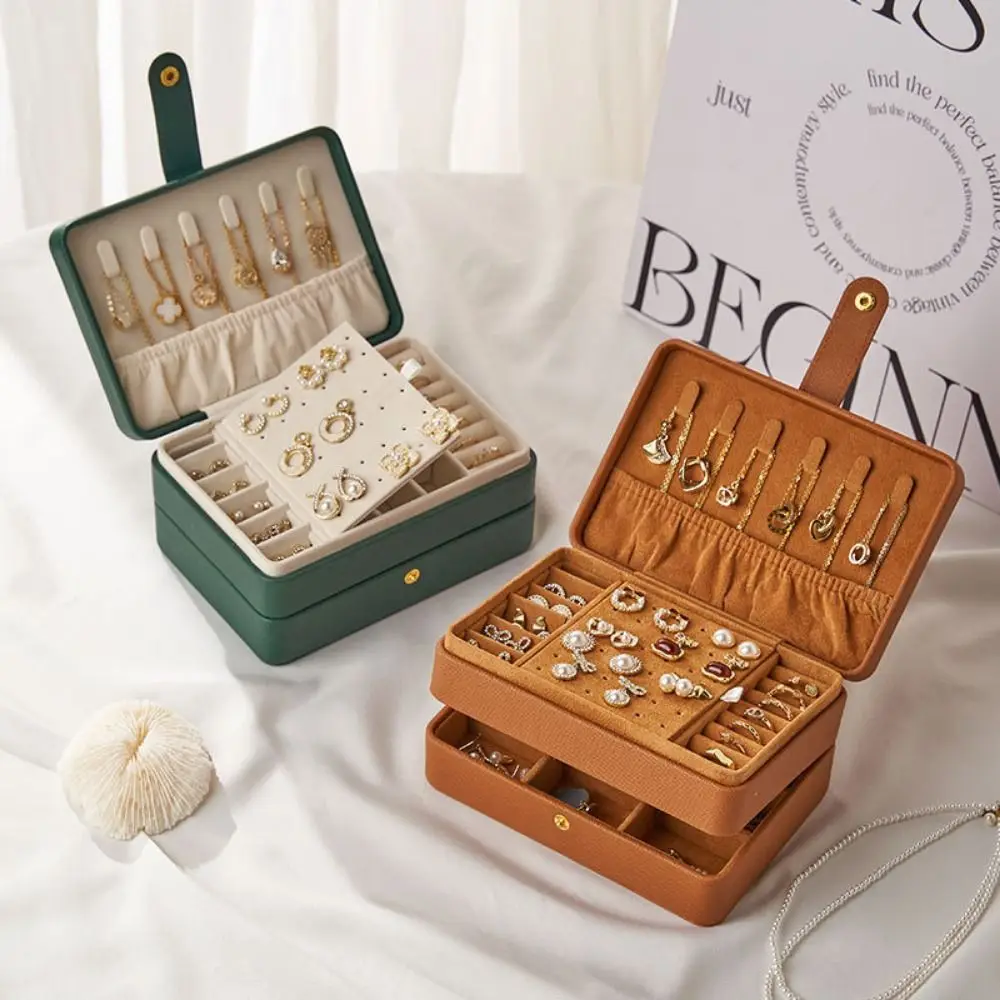 

Three Layer Jewelry Boxes Large Capacity PU Leather Necklace Ring Earrings Organizer Multifunction High Quality