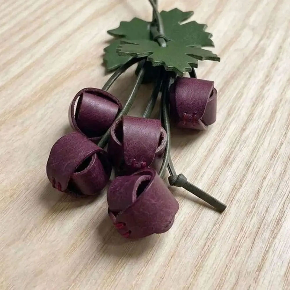 Key Chain Grape Shape Leather Pendant Hanger Handmade Grape-shaped Skewer Keychain Weave Creative Pu Fruit Bag Charm