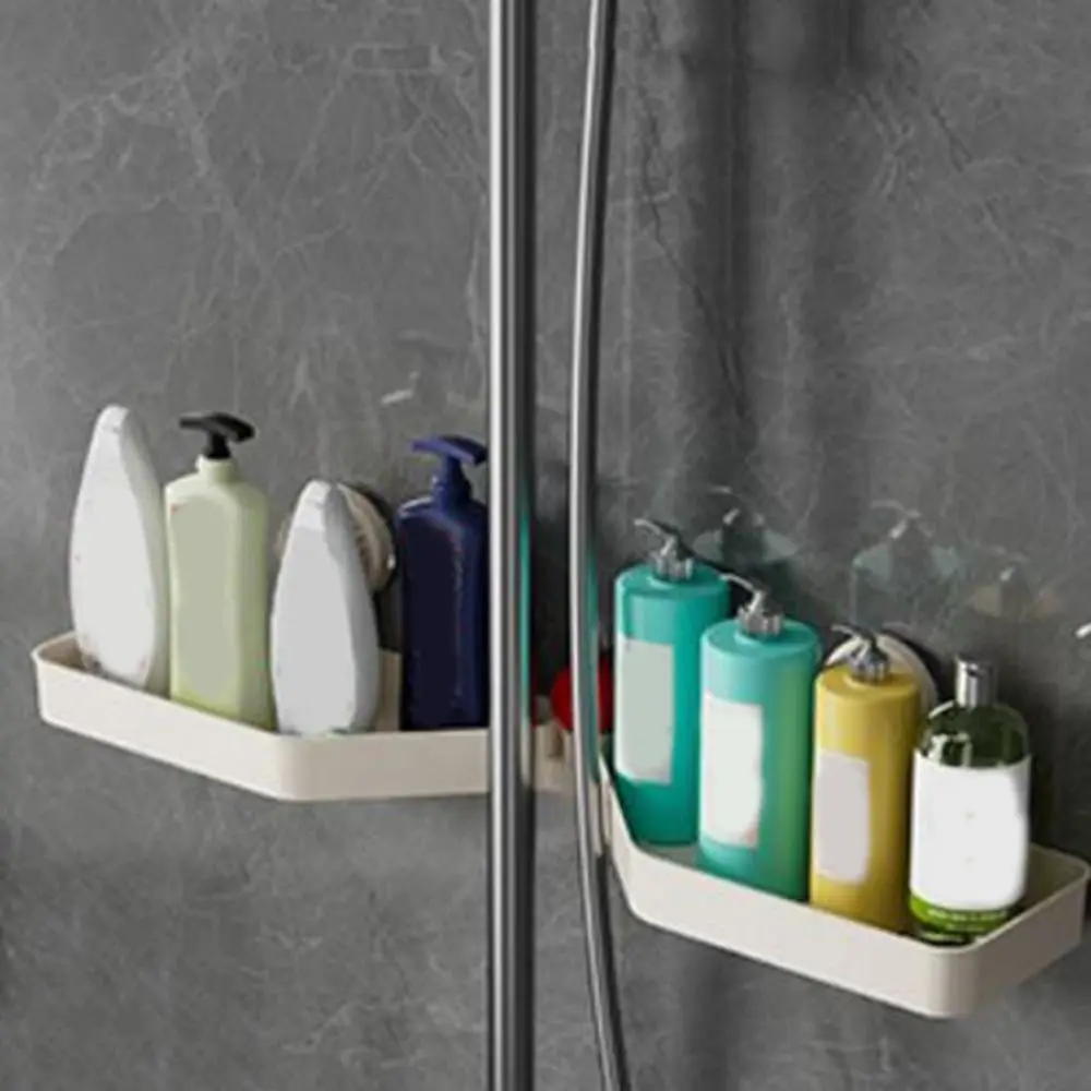 

Plastic Suction Cup Faucet Storage Rack Wall Mounted Large Capacity Shampoo Rack Punch-Free Removable Bathroom Shelf Bathroom