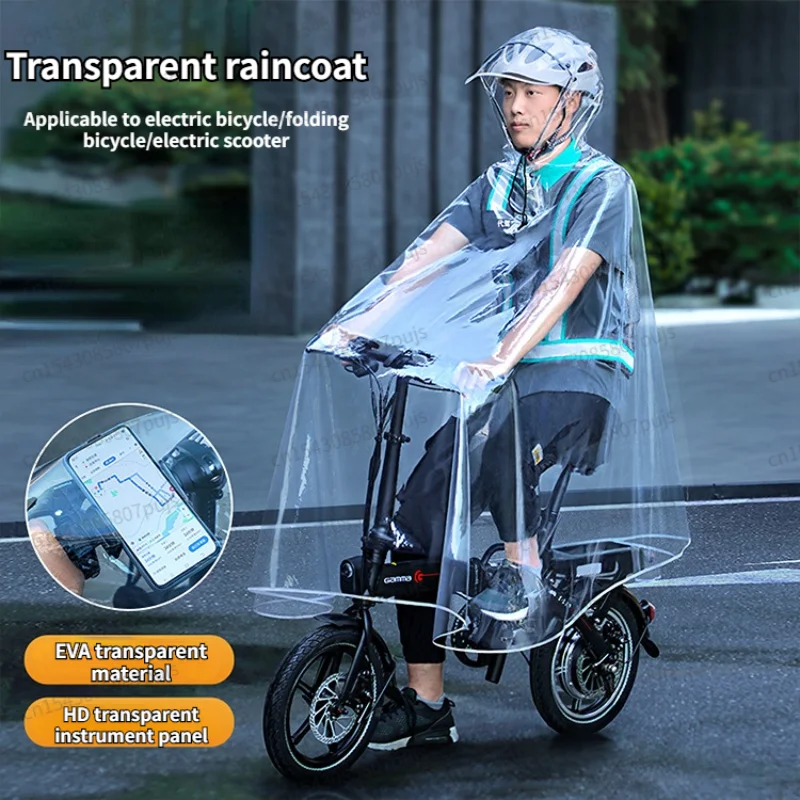 Outdoor Raincoat Hooded Folding Bicycle/electric Scooter Rainproof Waterproof Fishing Mountaineering Large Brim Riding Raincoat