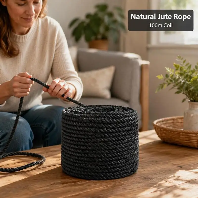 Corde en jute 12 Noir Jute 100% Tossa Idéale pour le regroupement de marchandises, la fixation des plantes, la fixation des tentes, l'emballage et le liassage général domestique et industriel