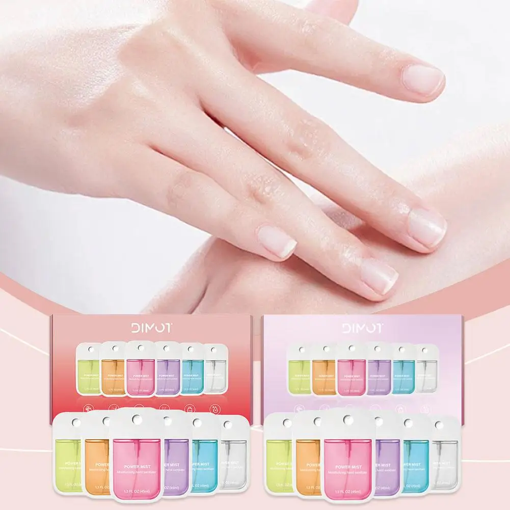 6pcs 45ML Portable Hand Sanitizer Spray Disposable Moisturizing Gentle Oil Control Hand Sanitizer Spray Hand Cleaning Liquid