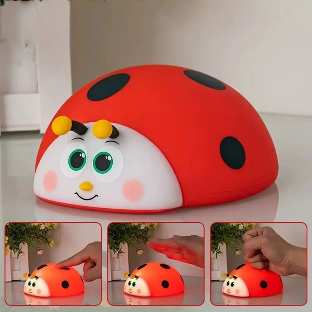 

Touch Control Ladybug Night Light Type-C Rechargeable Squeezable Silicone Table Lamp 3 Modes Soft Light LED Cute Nightlights